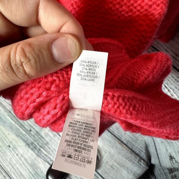 aerie New Happy Place Oversized Cable Knit Sweater Wool Blend Bright Pink Small - Picture 6 of 7